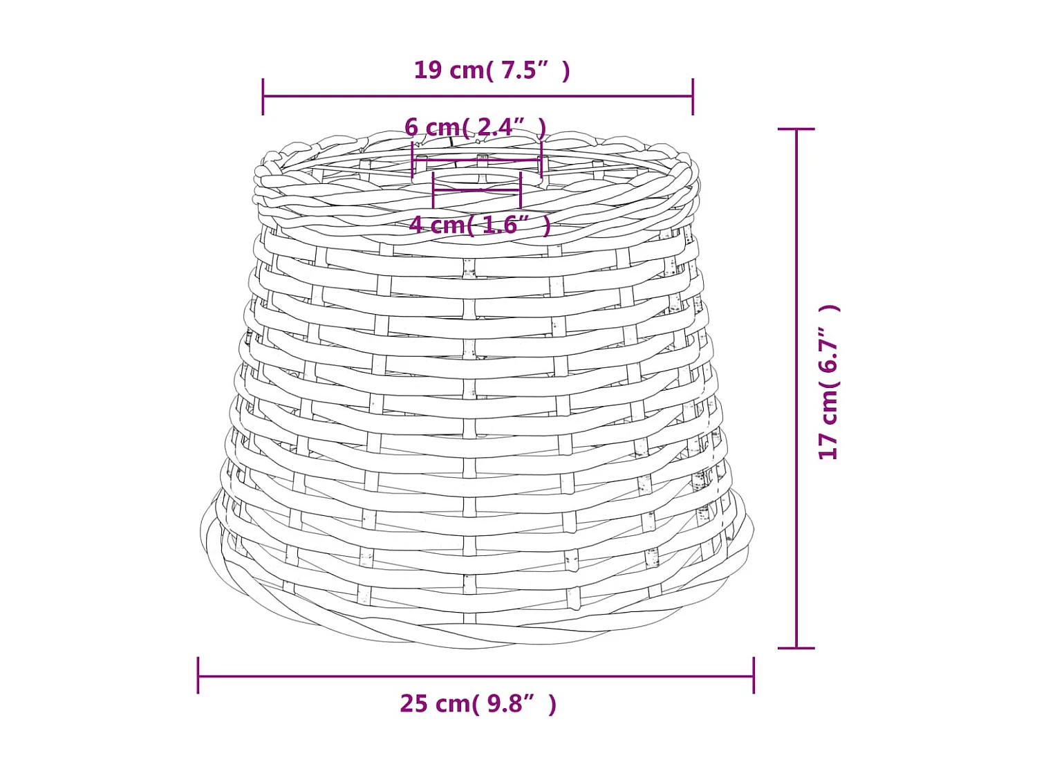 Abajur de teto Ø25x17 cm vime branco PT364201