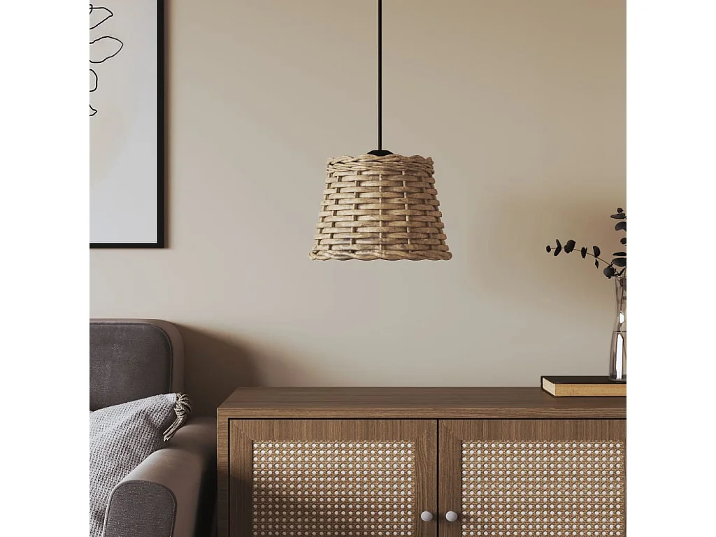 Abat-jour de plafonnier marron Ø20x15 cm osier FR883991