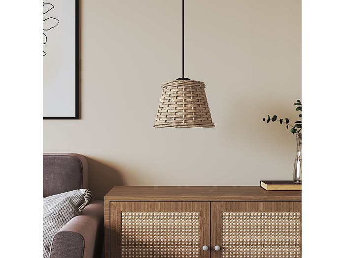 Lot De 2 Abat-Jour En Osier Rotin Naturel - Suspension Vintage Pour Lampe Plafond Et Lustre
