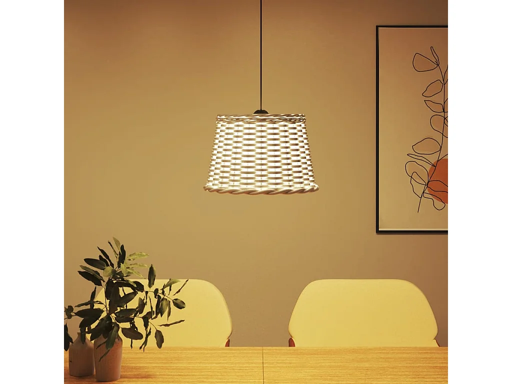 Abat-jour de plafonnier blanc Ø40x26 cm osier FR714108