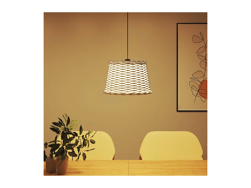 Abat-jour de plafonnier blanc Ø40x26 cm osier FR714108
