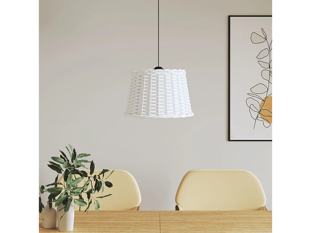 Plafondlampenkap Ø40x26 cm wicker wit BE690186