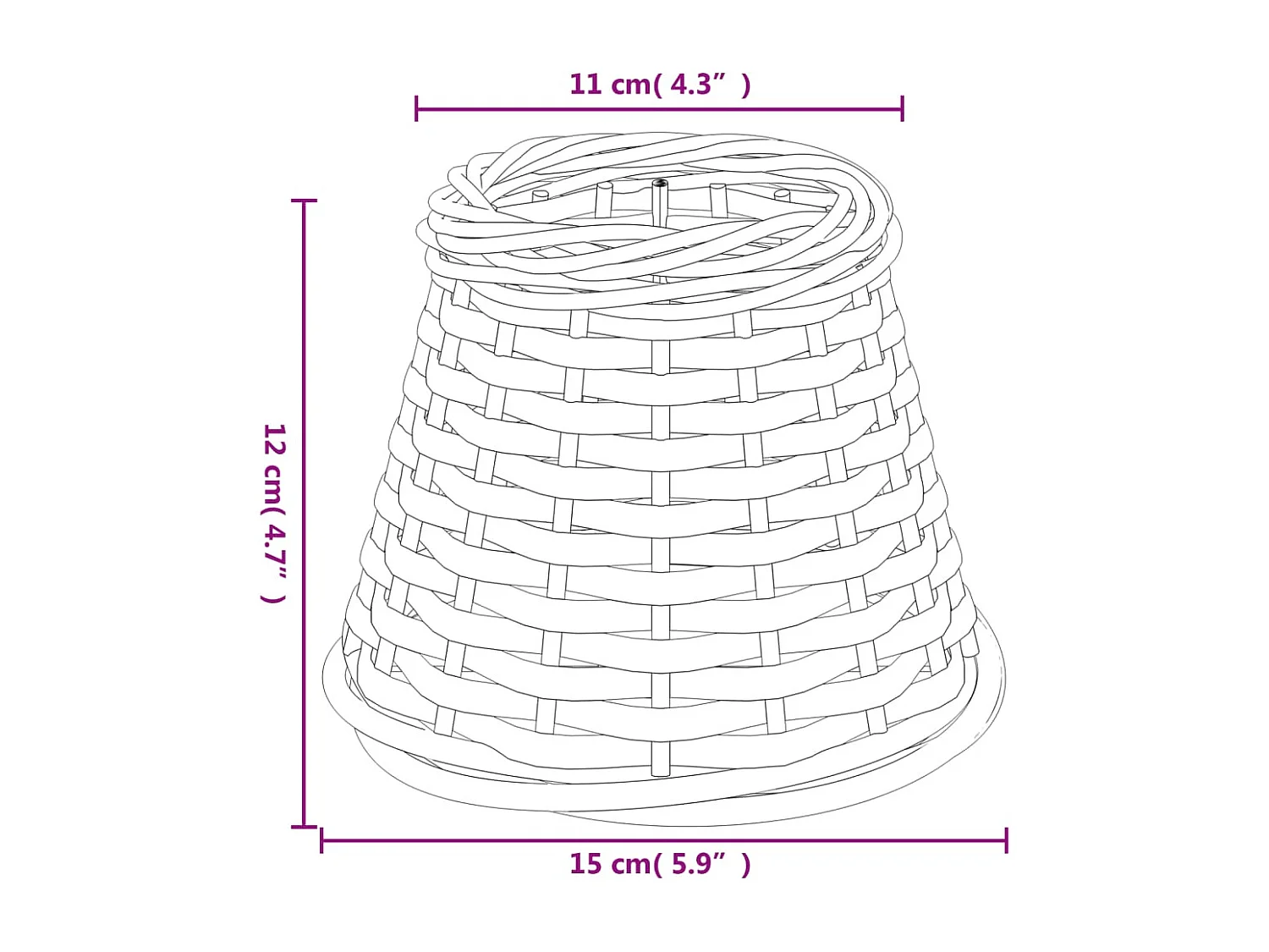 Lampenkap Ø15x12 cm wicker wit BE490669