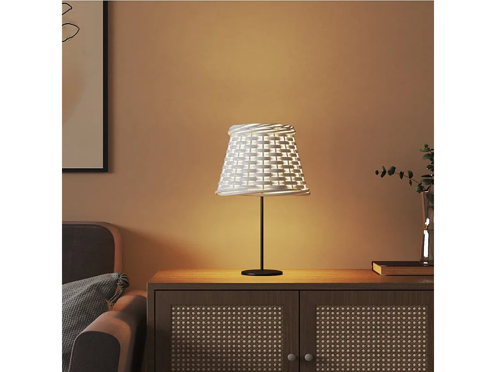 Pantalla para lámpara mimbre blanco Ø15x12 cm ES779299