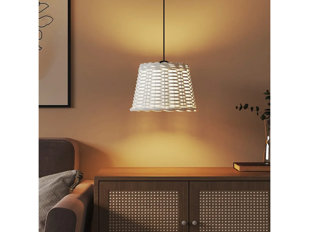 Abat-jour de plafonnier blanc Ø30x20 cm osier FR563725