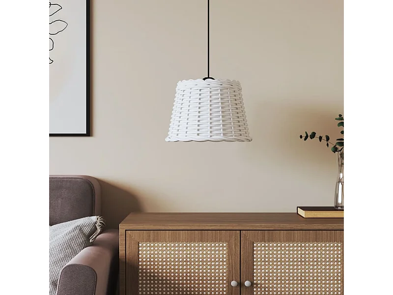 Abat-jour de plafonnier blanc Ø30x20 cm osier FR563725