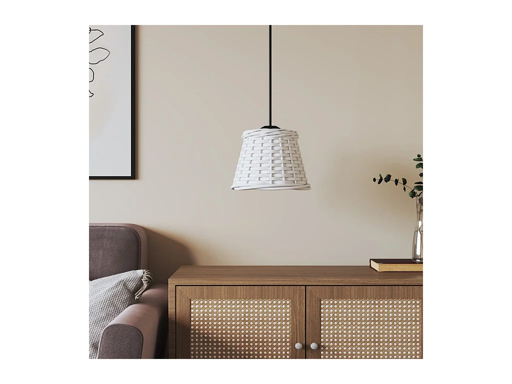 Abat-jour de plafonnier blanc Ø15x12 cm osier FR699253