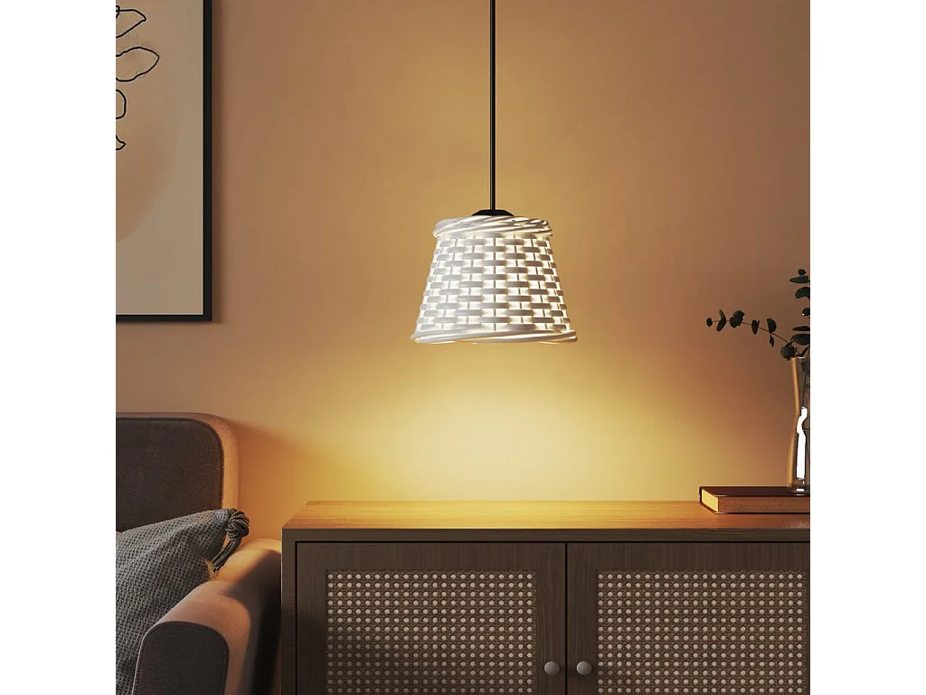 Abat-jour de plafonnier blanc Ø15x12 cm osier FR699253