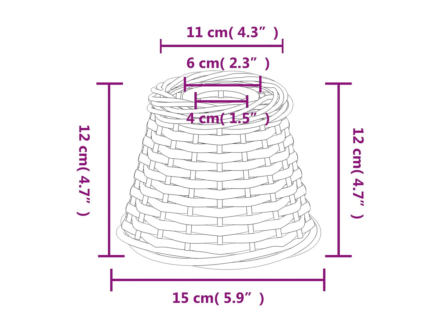 Abat-jour de plafonnier blanc Ø15x12 cm osier FR699253