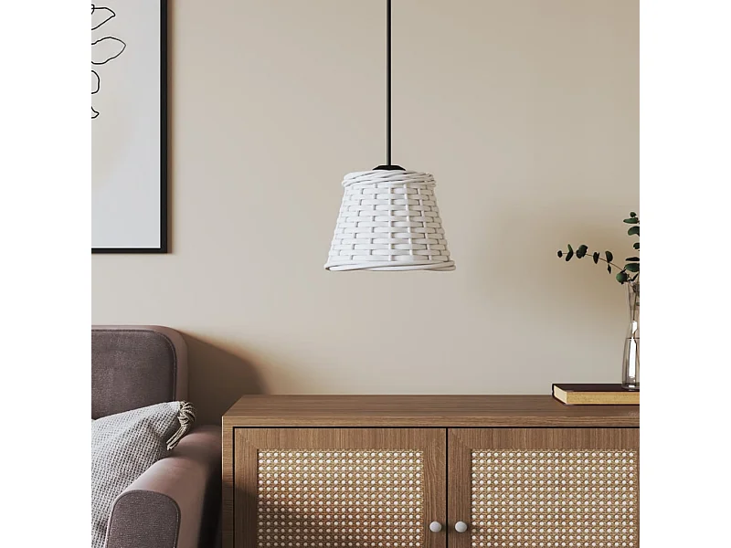 Abat-jour de plafonnier blanc Ø15x12 cm osier FR699253