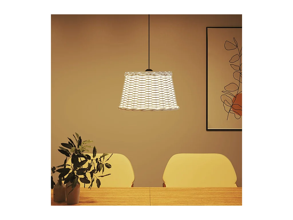 Abat-jour de plafonnier blanc Ø45x28 cm osier FR855276