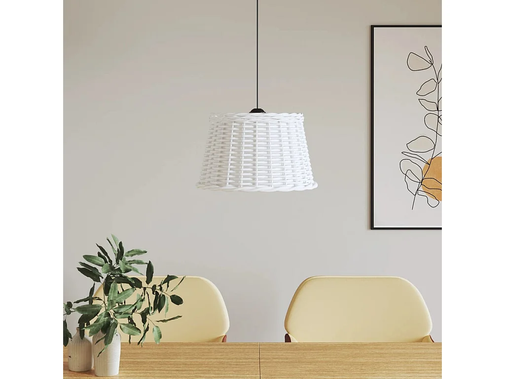 Pantalla para lámpara de techo mimbre blanco Ø45x28 cm ES682853