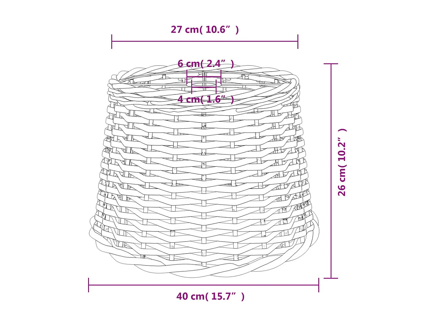 Abat-jour de plafonnier marron Ø40x26 cm osier FR825165