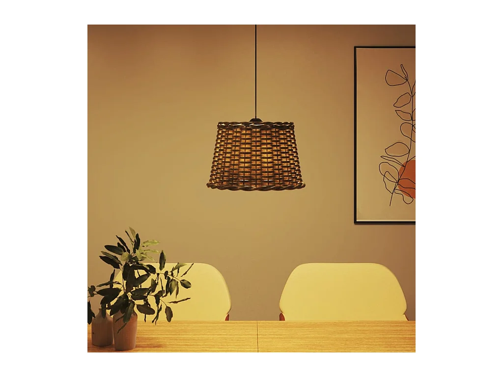 Abat-jour de plafonnier marron Ø40x26 cm osier FR825165