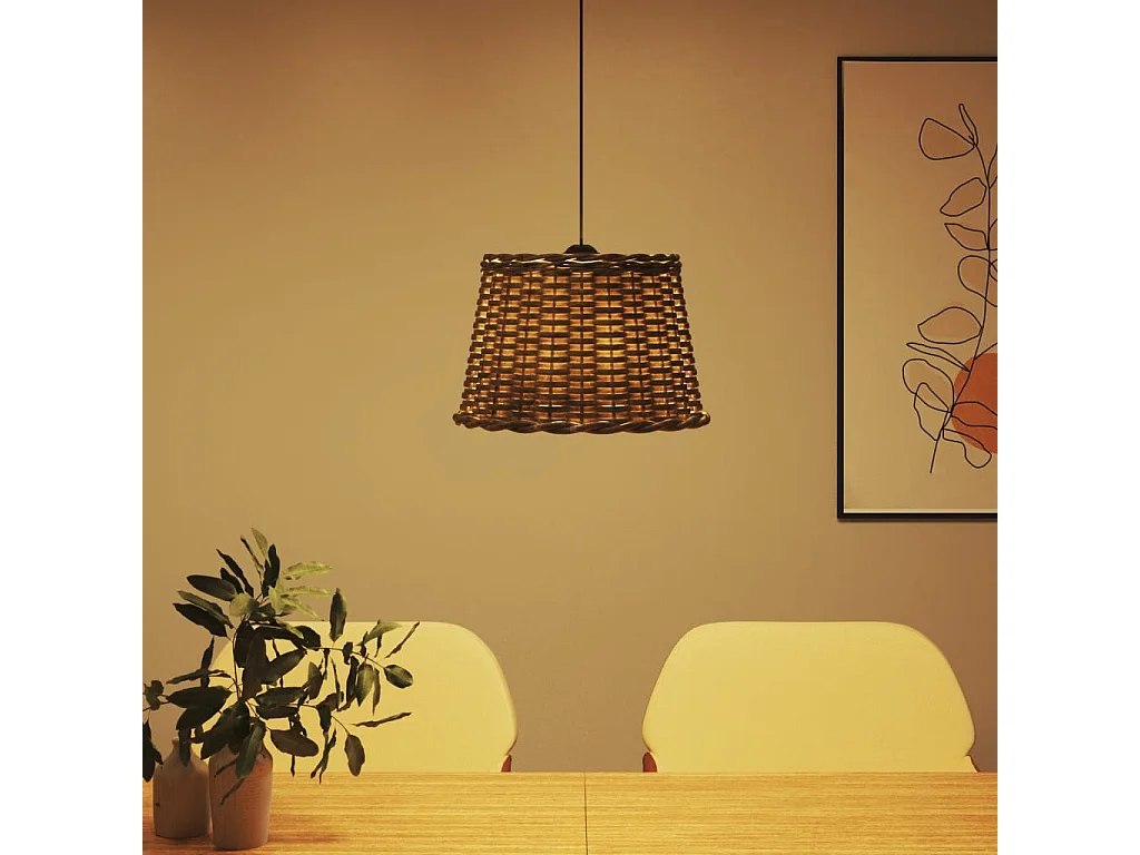 Abat-jour de plafonnier marron Ø40x26 cm osier FR825165