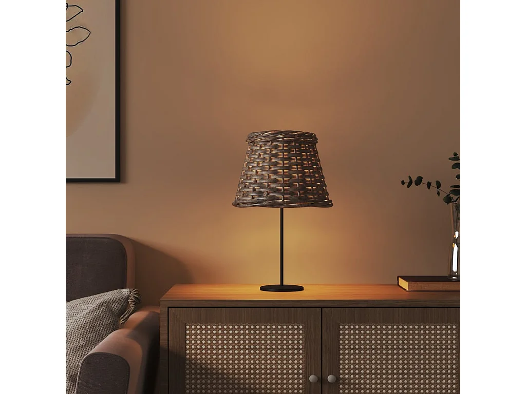 Abat-jour marron Ø15x12 cm osier FR697001