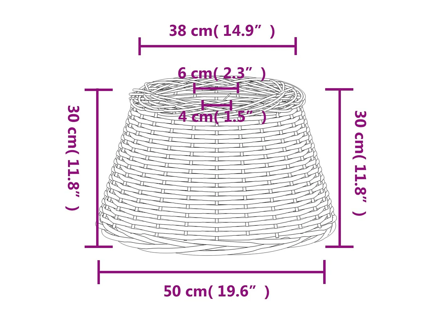 Abat-jour de plafonnier blanc Ø50x30 cm osier FR800208