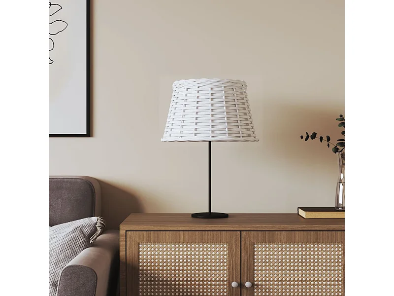 Pantalla para lámpara mimbre blanco Ø38x23 cm ES409696