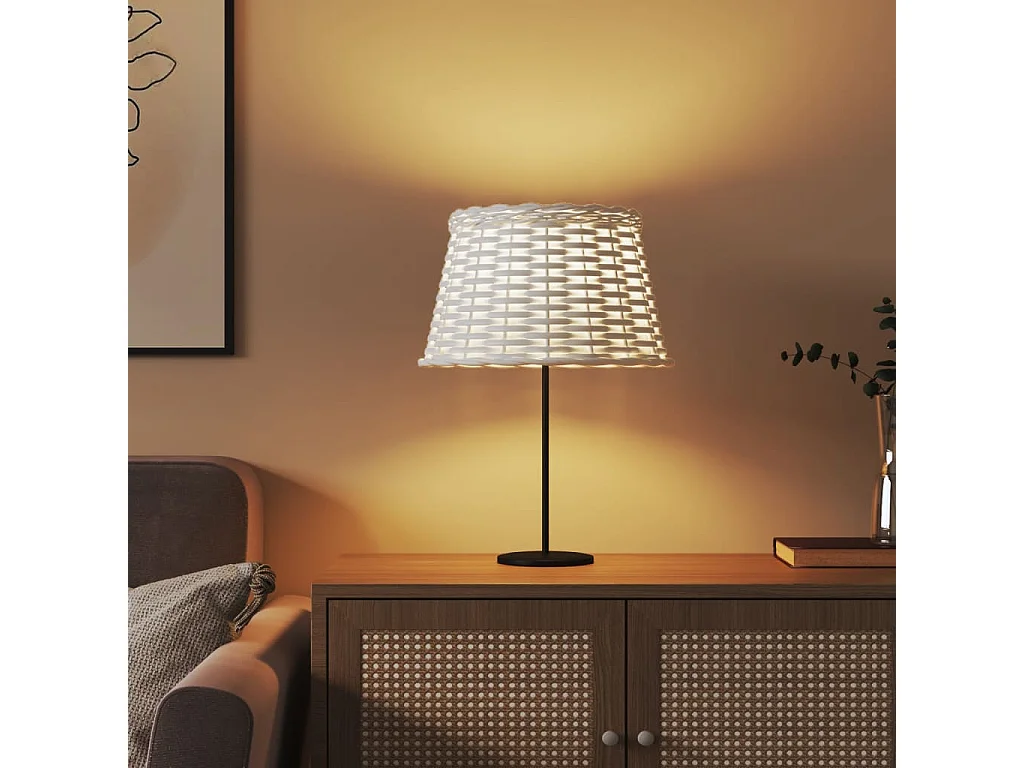 Abat-jour blanc Ø38x23 cm osier FR621981