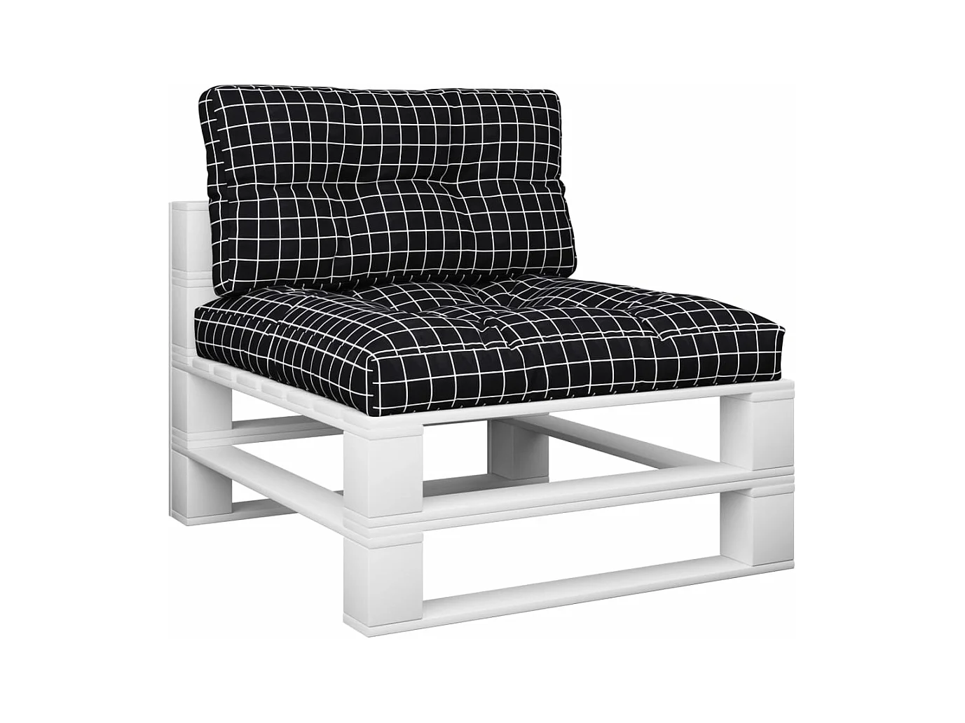 Palletkussens 2 st stof ruitpatroon zwart BE236801