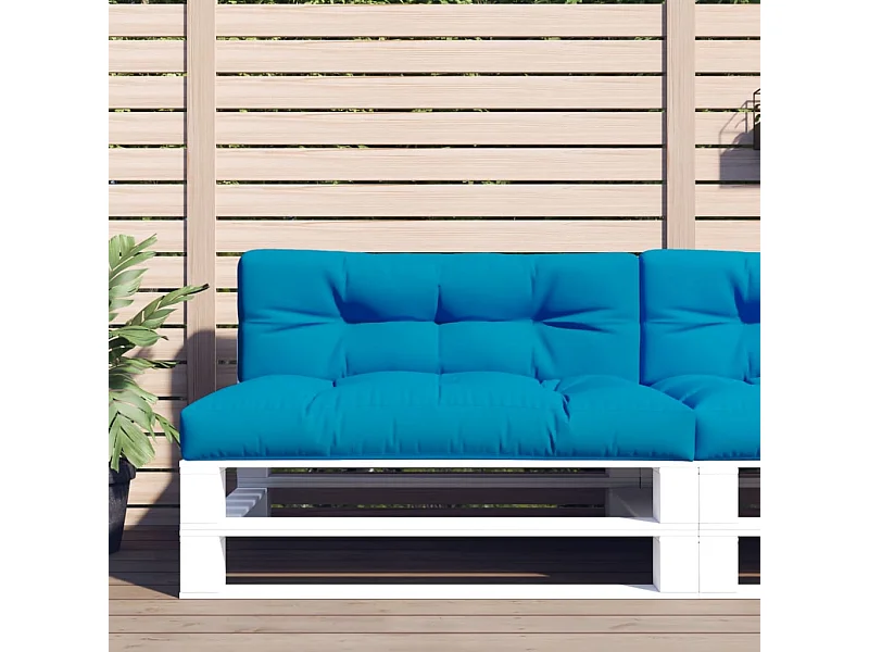 Coussin de palette bleu clair 120x40x12 cm tissu FR558214