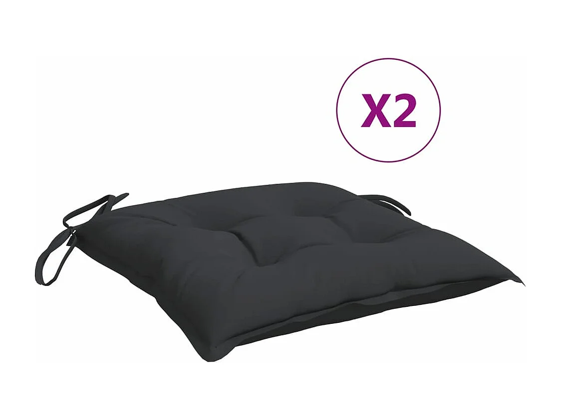 Coussins de palette lot de 2 noir 50x50x7 cm tissu oxford FR315728