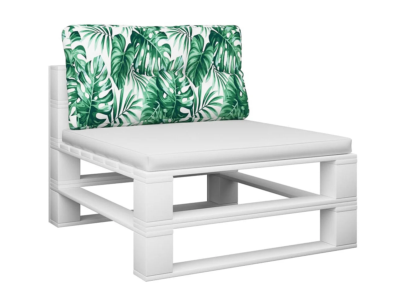 Coussin de palette motif de feuilles 70x40x12 cm tissu FR748411