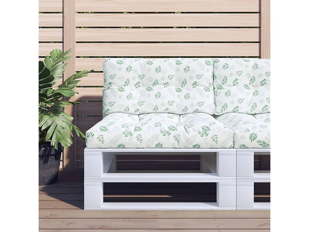 Almofadões para sofás de paletes 2 pcs tecido padrão de folhas PT479064