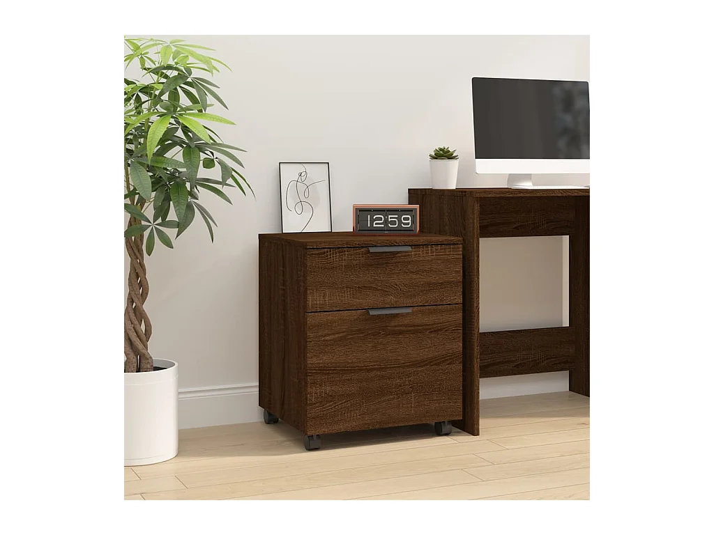 Armoire de bureau - Classeur mobile avec roues Chêne marron 45x38x54 cm Bois FR989858