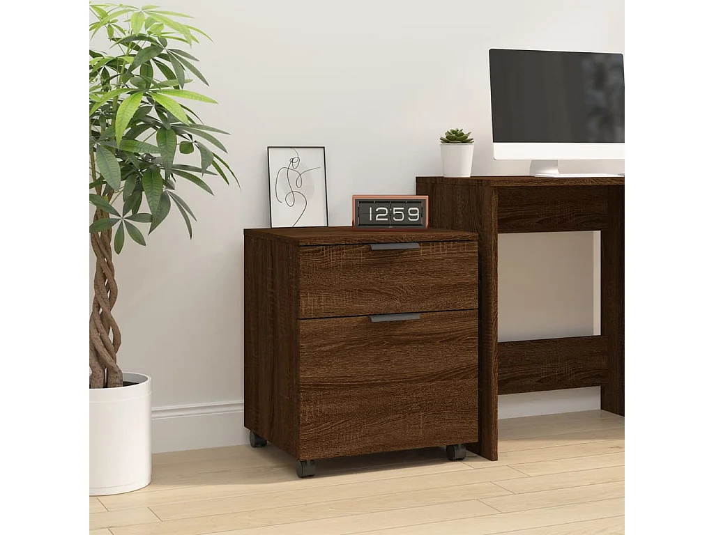 Archivador ruedas madera contrachapada roble Sonoma 45x38x54 cm ES439066