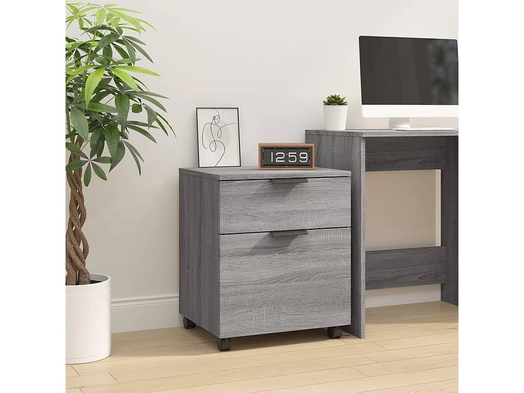Archivador ruedas madera contrachapada gris Sonoma 45x38x54 cm ES378075