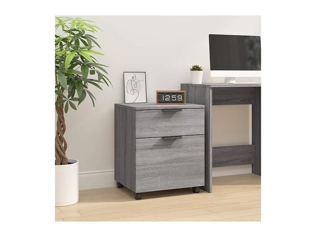 Armoire de bureau - Classeur mobile avec roues Sonoma gris 45x38x54 cm Bois FR428608