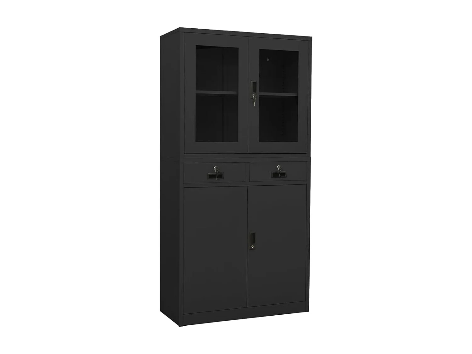 Kantoorkast 90x40x180 cm staal en gehard glas antracietkleurig BE146803