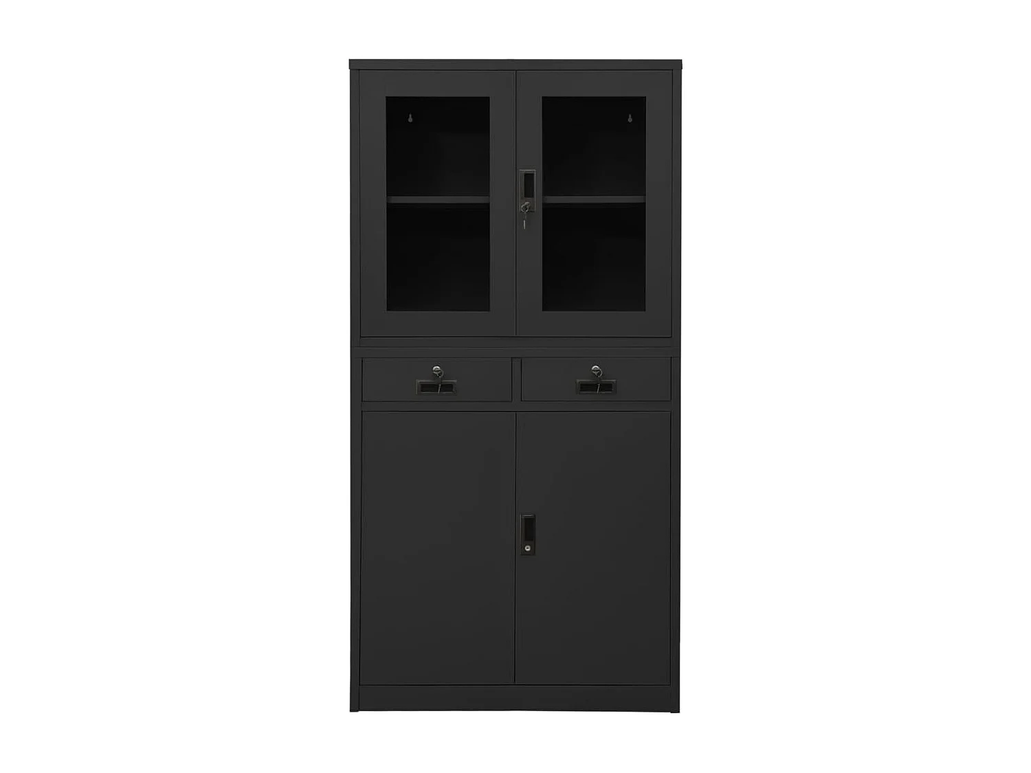 Kantoorkast 90x40x180 cm staal en gehard glas antracietkleurig BE146803