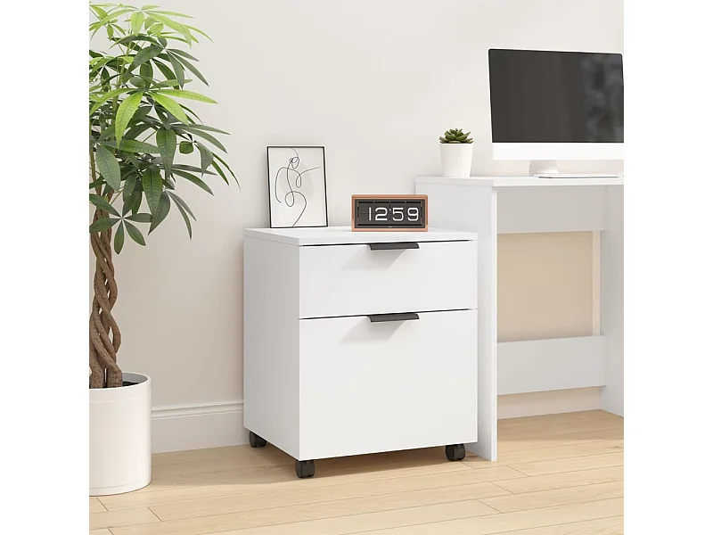 Armoire de bureau - Classeur mobile avec roues Blanc 45x38x54 cm Bois d'ingénierie FR106331