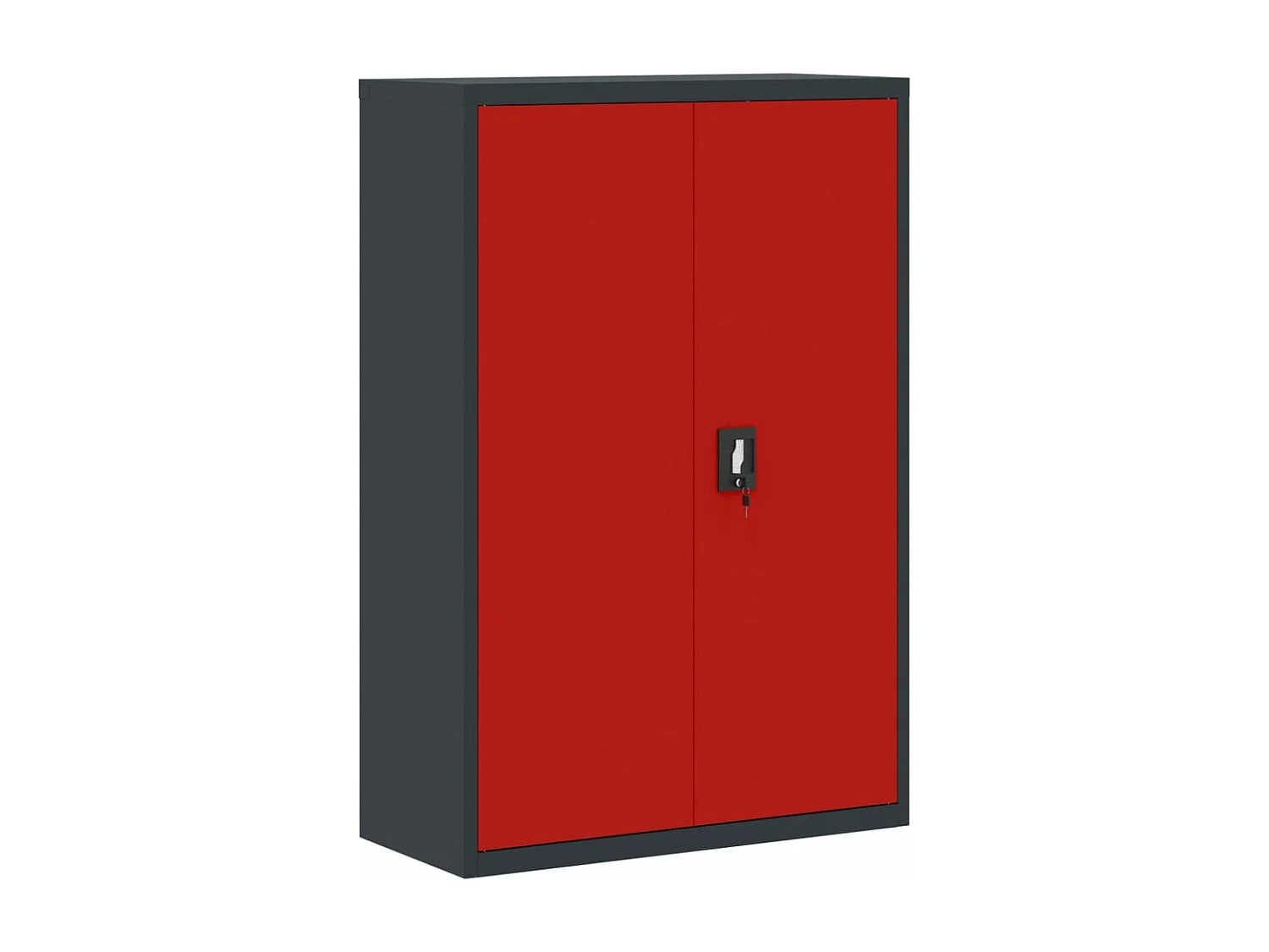 Armoire de bureau - Classeur anthracite et rouge 90x40x140 cm acier FR842286