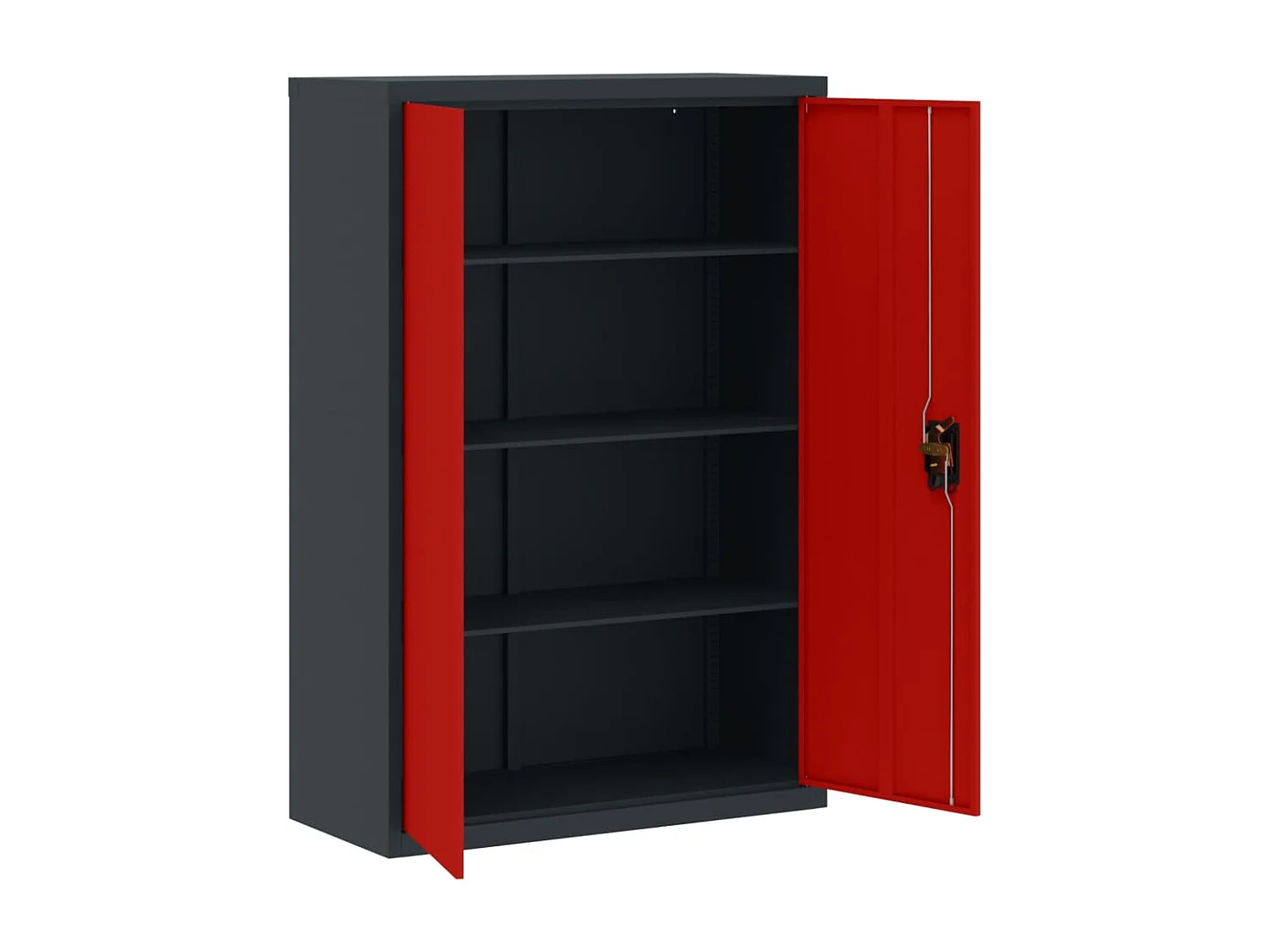 Armoire de bureau - Classeur anthracite et rouge 90x40x140 cm acier FR842286