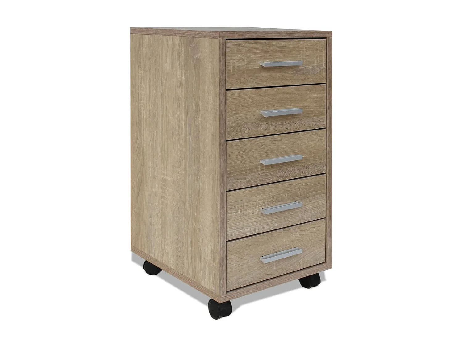 Caisson à tiroir de bureau avec roulettes 5 tiroirs Chêne FR410129