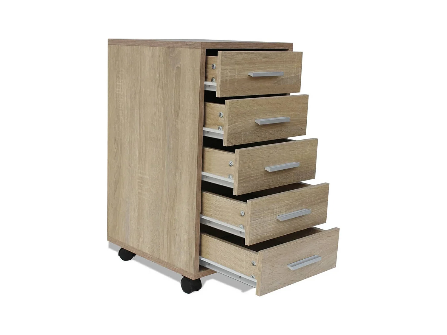 Unidade gavetas p/ escritório c/ rodas, 5 gavetas, carvalho PT758982