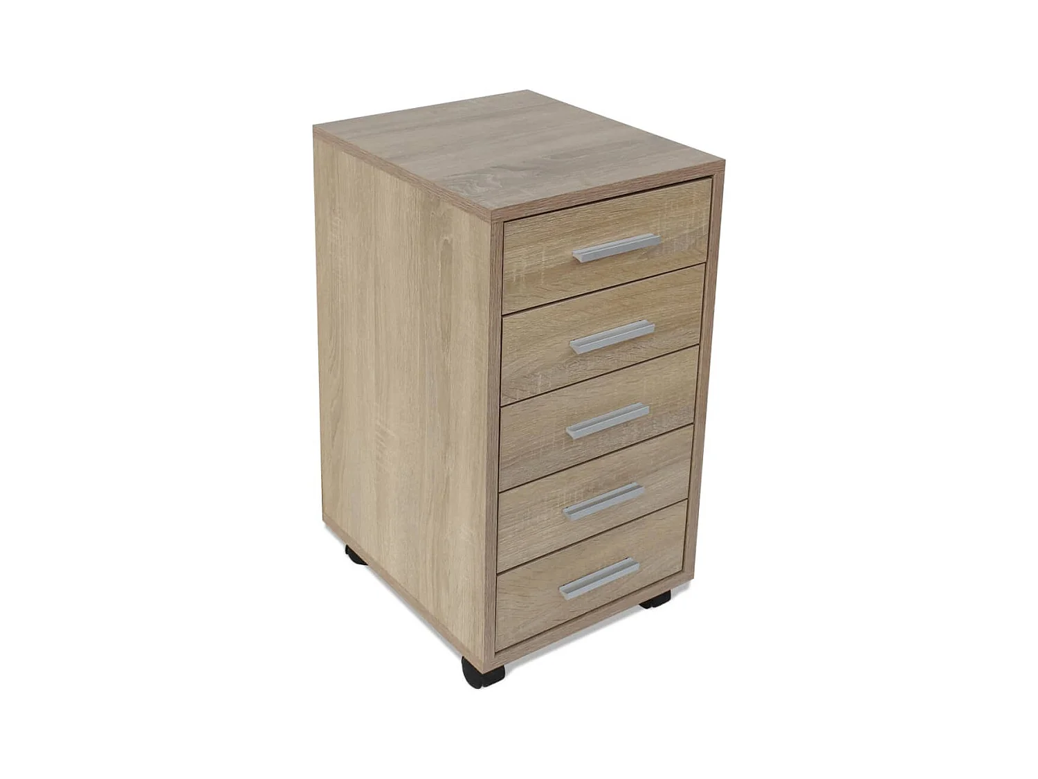 Unidade gavetas p/ escritório c/ rodas, 5 gavetas, carvalho PT758982