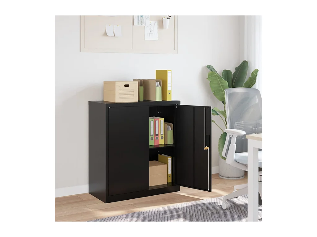 Armoire de bureau - Classeur noir 79x40x90 cm acier FR873603