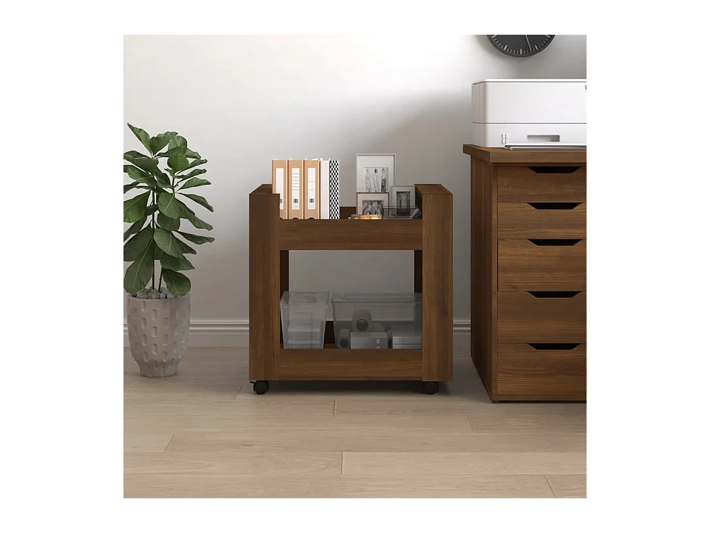Trólei secretária 60x45x60 cm deriv. madeira carvalho castanho PT649858