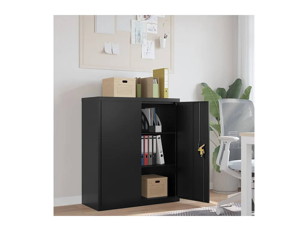 Armoire de bureau - Classeur noir 90x40x105 cm acier FR690105