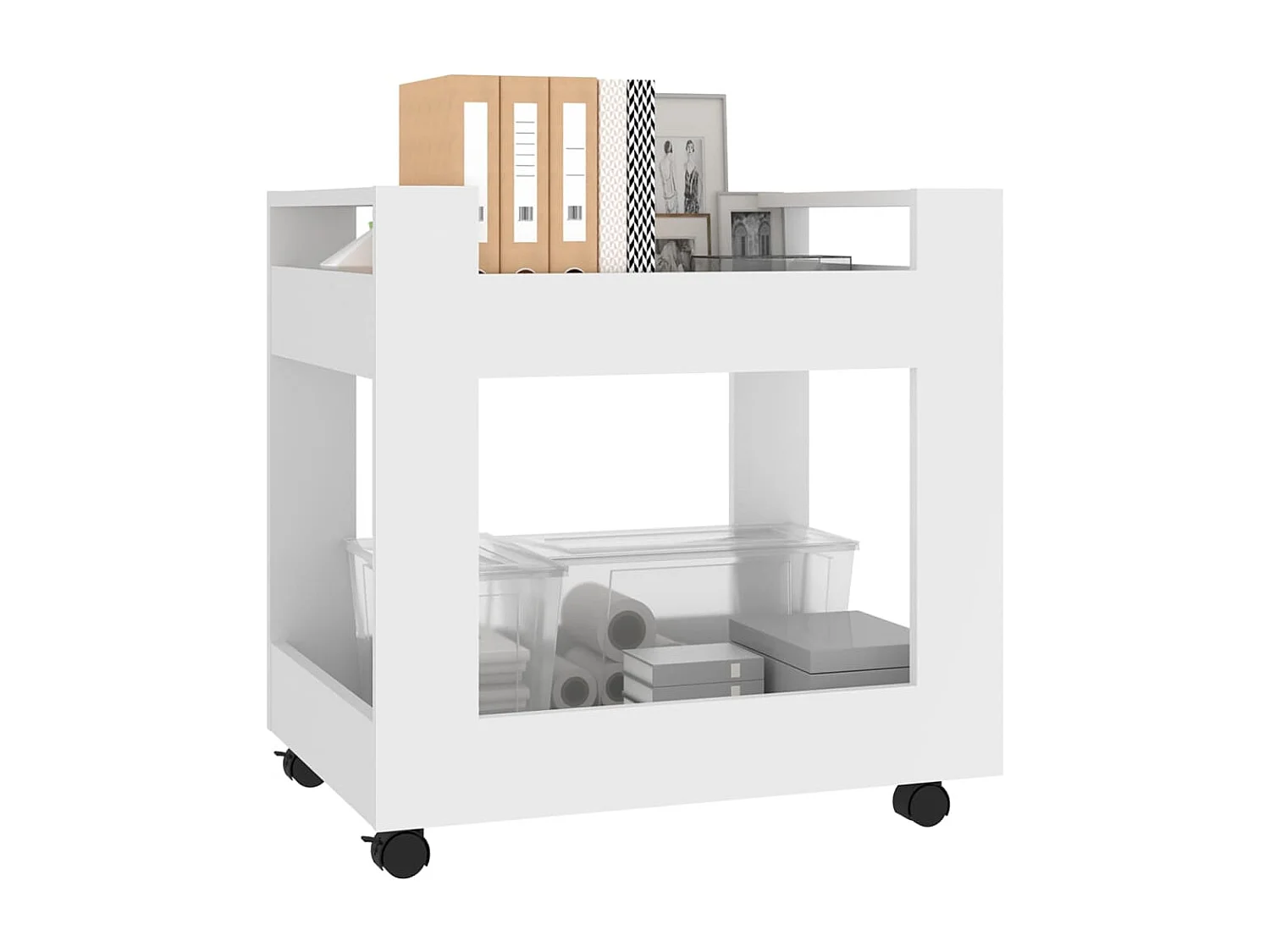 Trólei de secretária 60x45x60 cm derivados de madeira branco PT595099