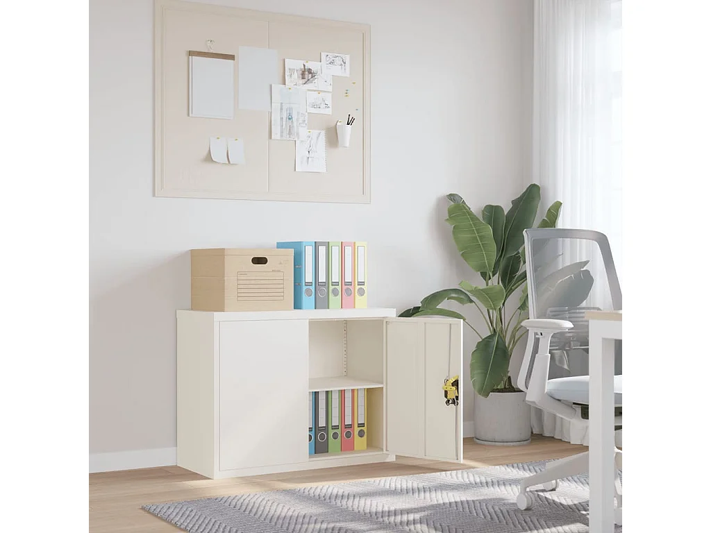 Armoire de bureau - Classeur blanc 90x40x70 cm acier FR432861