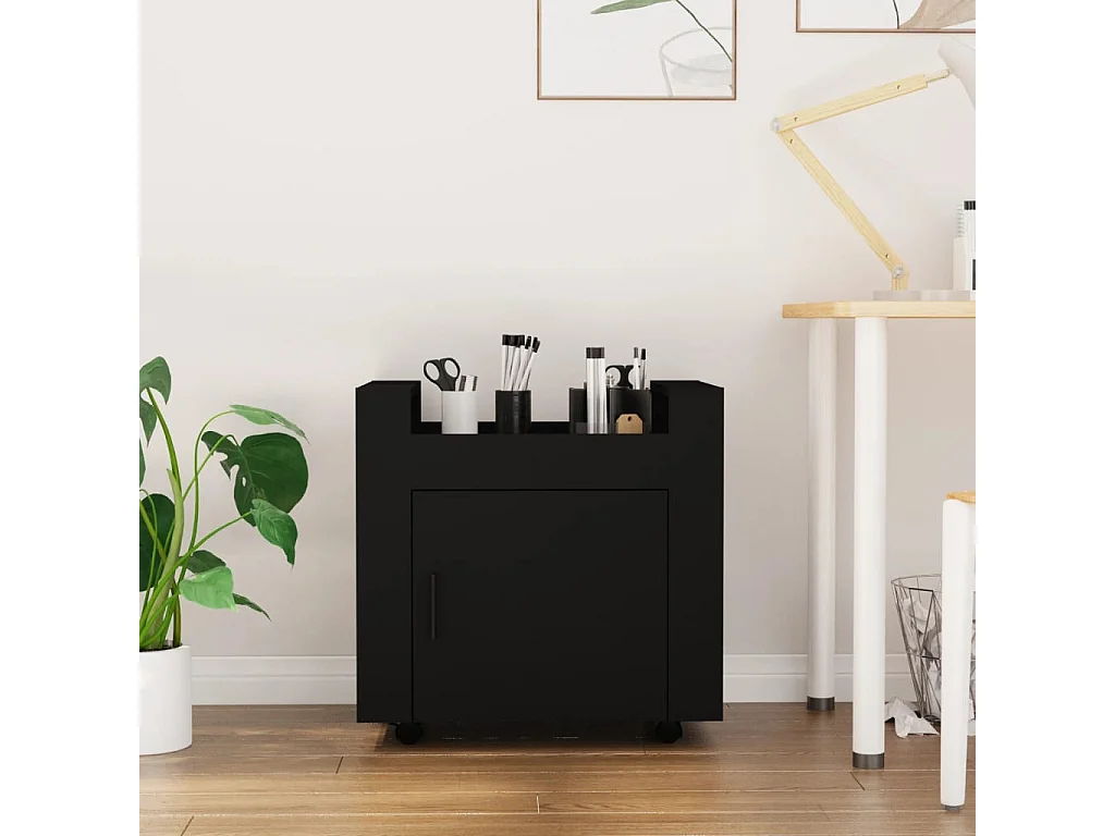 Armoire de bureau - Chariot de bureau Noir 60x45x60 cm Bois d'ingénierie FR719587