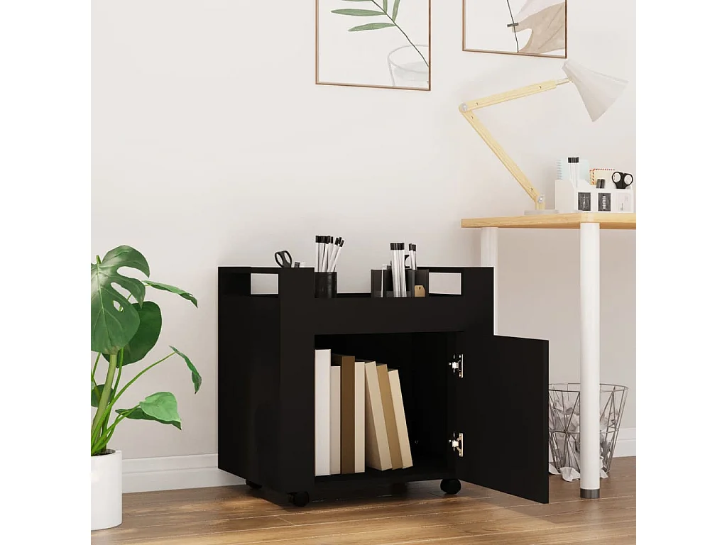 Armoire de bureau - Chariot de bureau Noir 60x45x60 cm Bois d'ingénierie FR719587