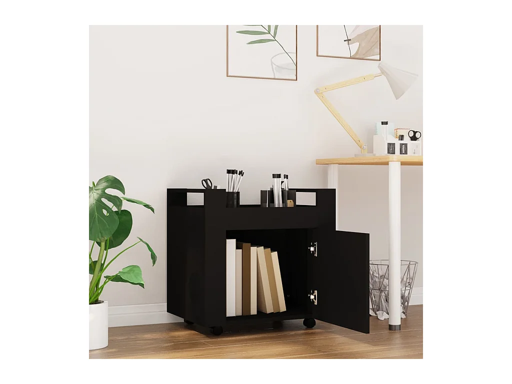 Armoire de bureau - Chariot de bureau Noir 60x45x60 cm Bois d'ingénierie FR719587