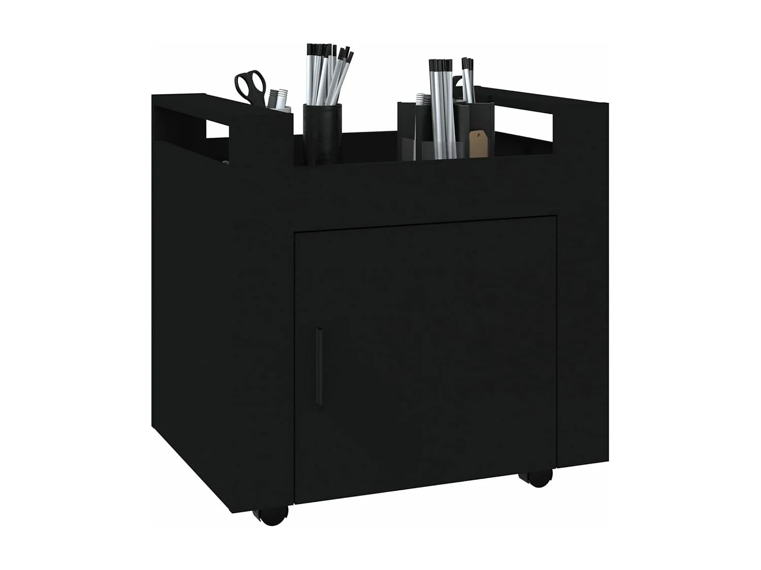 Carrito de escritorio madera contrachapada negro 60x45x60 cm ES903454