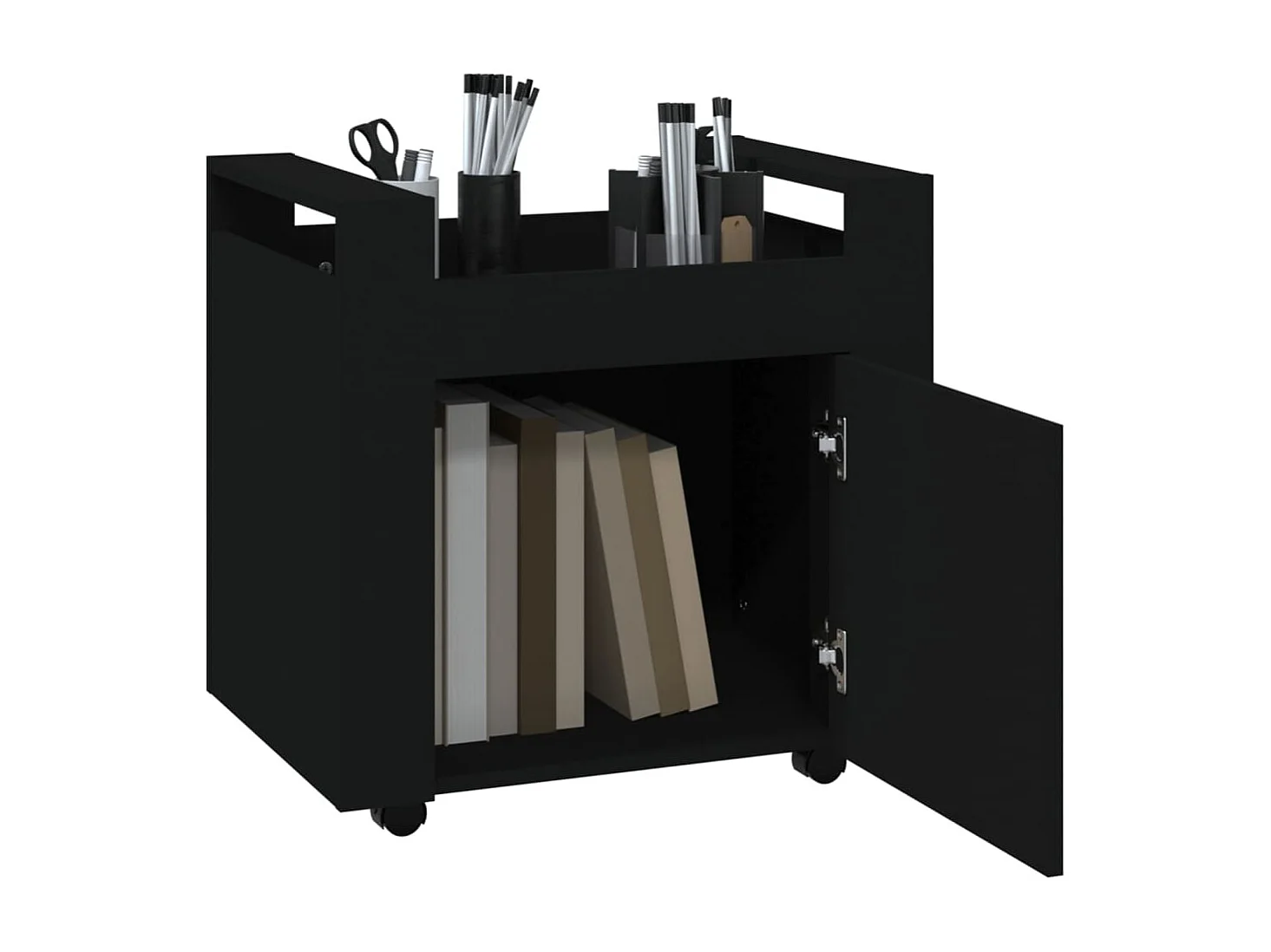 Carrito de escritorio madera contrachapada negro 60x45x60 cm ES903454